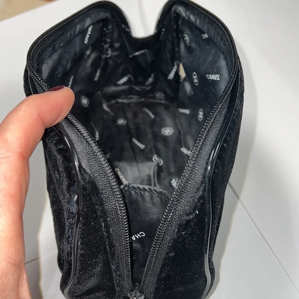 CHANEL Parfums Black Velvet Zip Clutch Pouch Cosmetics Bag